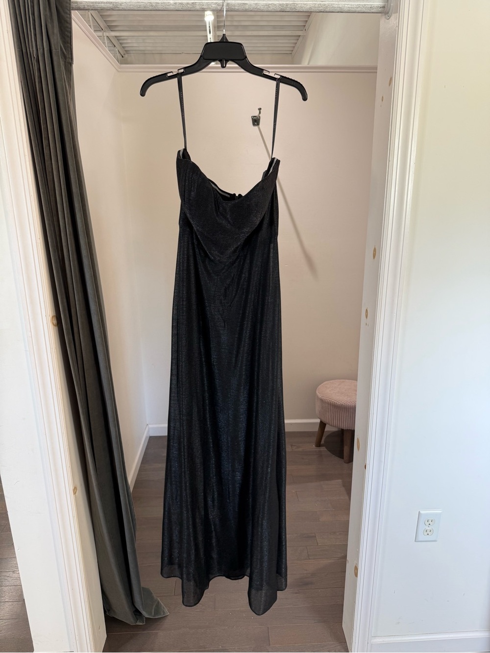 Black Strappy Cowl Neck Evening Dress